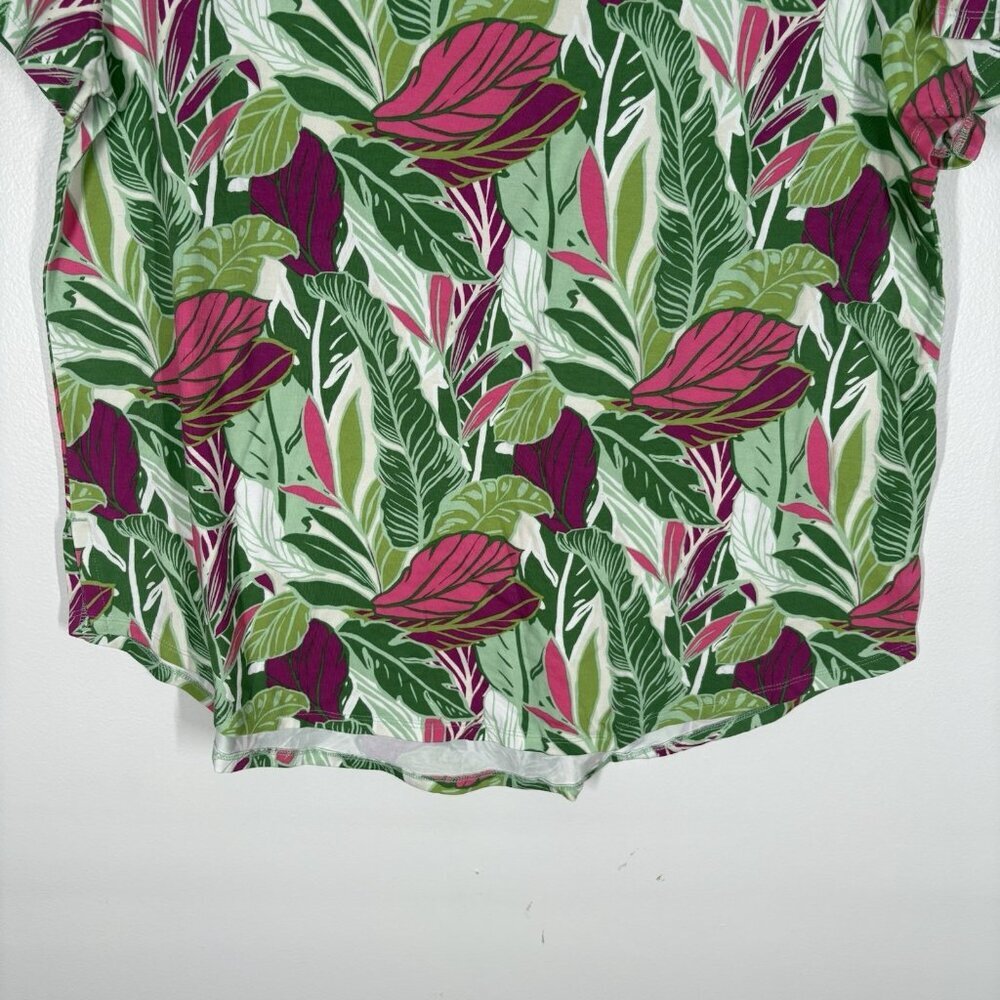 Soft Surroundings Petite Medium Tropical Floral Short Sleeve V-Neck Top NWOT - Picture 2 of 8